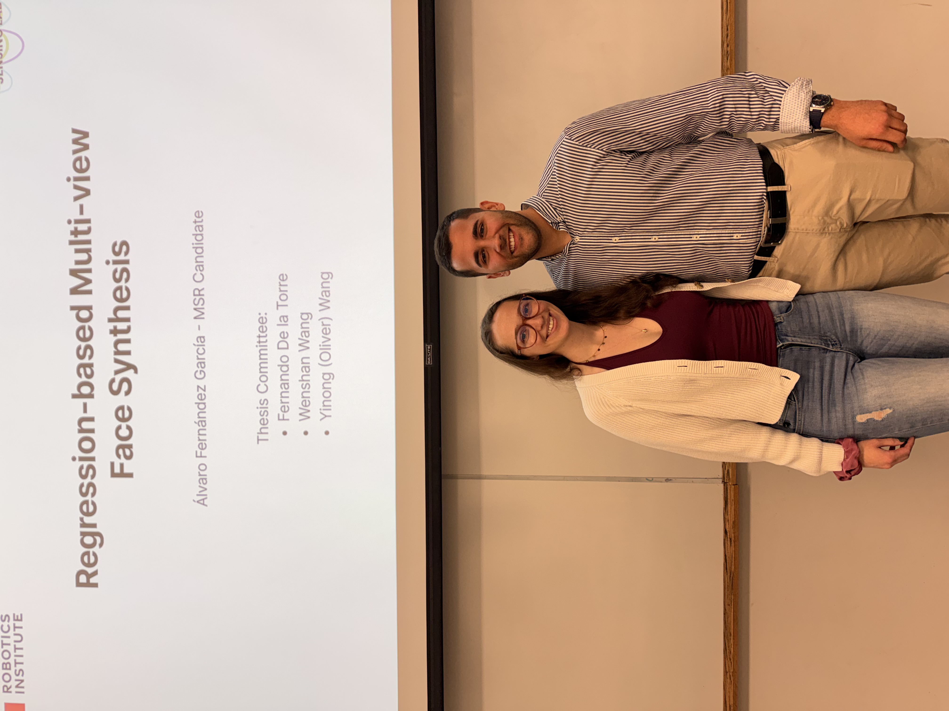 Katelyn and Alvaro celebrating Alvaro's master's thesis defense