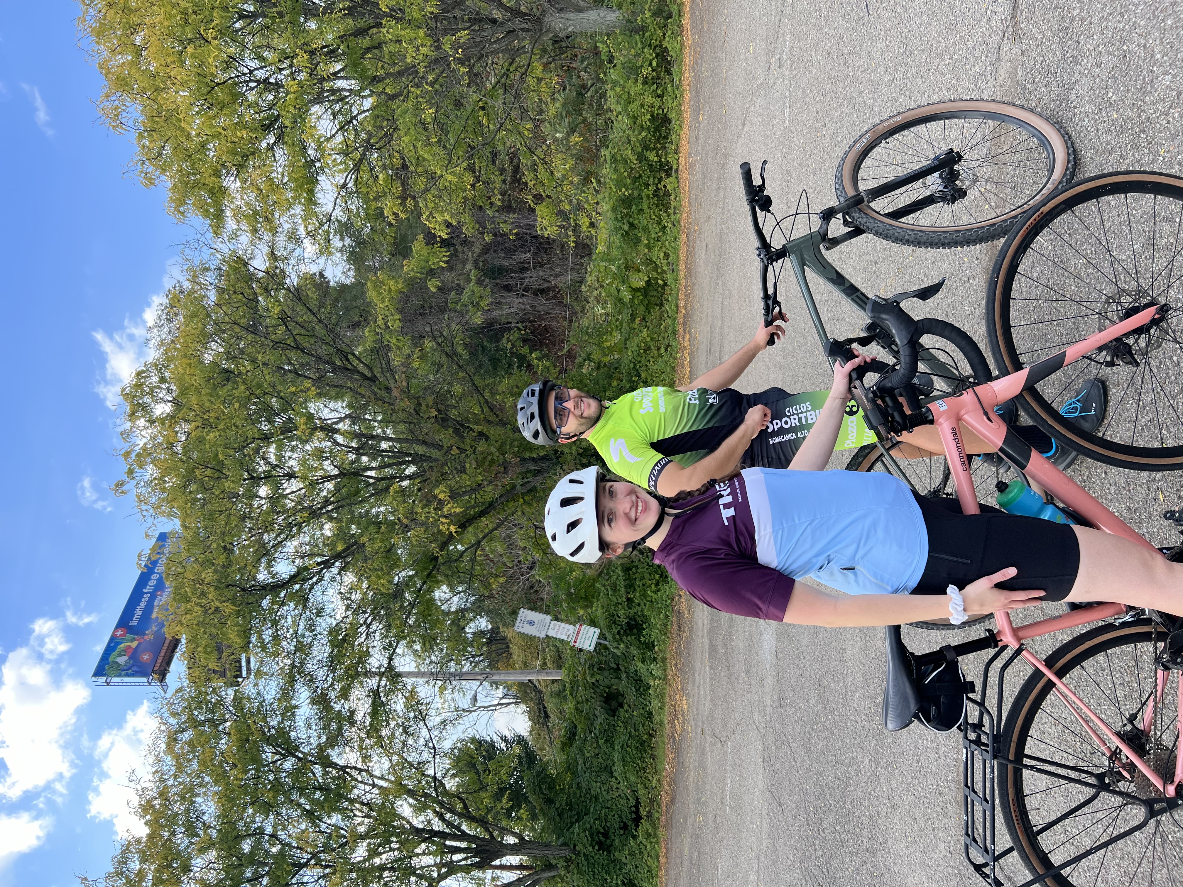 Katelyn and Alvaro biking together
