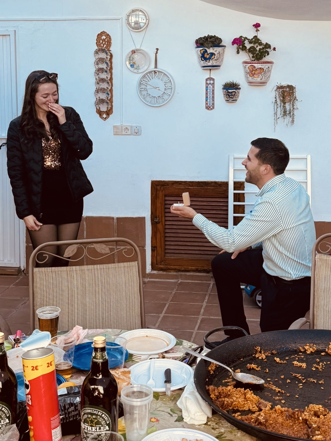 Katelyn and Alvaro celebrating their New Year's Eve proposal